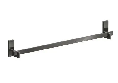 Schwarzer Handtuchhalter von AXOR, rechteckige Form mit zwei Halterungen, an der Wand montiert, minimalistisches Design ohne sichtbare Befestigungen.